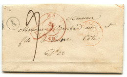 BELGIQUE - CAD MONS + BOITE Y SUR LETTRE AVEC CORRESPONDANCE DE COESMES POUR LA FRANCE, 1849 - 1830-1849 (Belgique Indépendante)