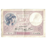 France, 5 Francs, Violet, 1939, G.61974, TB+, Fayette:04.07, KM:83 - 5 F 1917-1940 ''Violet''