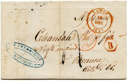 BELGIQUE - CAD NAMUR + BOITE B ROUGE SUR LETTRE AVEC TEXTE DE NAMUR POUR LA FRANCE, 1849 - 1849-1850 Medaillons (3/5)