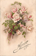 CPA - FLEURS - Bouquet De Roses Blanches - Heureux Mariage - Fiori