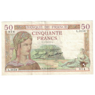 France, 50 Francs, Cérès, 1935, L.3154, TTB, Fayette:17.18, KM:81 - 50 F 1934-1940 ''Cérès''