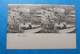 NICE -3 X Cpa Carte Stereoscope Stereoscopique. Stereo Scoop Kaart-Le Port- Pêcheurs La Jetée-Marche D'Eté - Stereoskopie