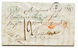 BELGIQUE - T18 WELLIN + BOITE RURALE W + SR SUR LETTRE AVEC TEXTE DE TRANSINNE POUR LA FRANCE, 1847 - 1830-1849 (Onafhankelijk België)