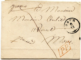 BELGIQUE - T18 DOUR +  P P ROUGE SUR LETTRE SANS TEXTE, 1848 - 1830-1849 (Belgique Indépendante)