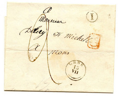 BELGIQUE - T18 LENS  + CA + BOITE RURALE I SUR LETTRE SANS CORRESPONDANCE - 1830-1849 (Independent Belgium)
