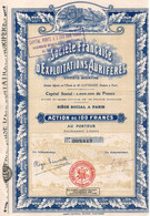 SOCIETE FRANCAISE D'EXPLOITATION AURIFERE- ACTION DE 100 FRS -ANNEE 1926 - Mineral