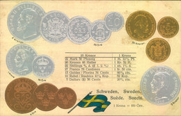 MÜNZEN DER WELT- COINS OF THE WORLD - Prägekarte/ Embossed - SCHWEDEN - Krona - Münzen (Abb.)