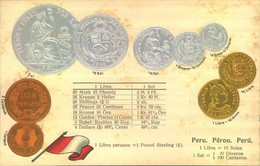 MÜNZEN DER WELT- COINS OF THE WORLD - Prägekarte/ Embossed - PERU- Libra - Coins (pictures)