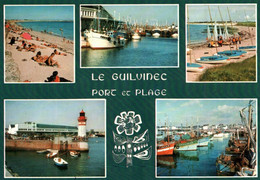 LE GUILVINEC La Grande Plage, Le Port De Pêche, Le Centre Nautique, Et Le Phare     (recto-verso) 29 Finistère - Guilvinec