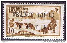 Attelage De Chiens  10 C.  Surchargé «FRANCE LIBRE / F.N.F.L.»  Yv 250 ** - Unused Stamps