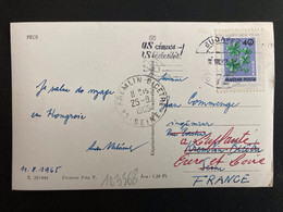 CP PECS Pour La FRANCE TP TREFLE A 4 FEUILLES 40 F OBL.MEC. 65 VIII 22 BUDAPEST + REEXPEDITION LE KREMLIN BICETRE - Storia Postale