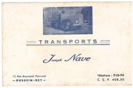 TRANSPORTS  JOSEPH NAVE   HUSSEIN- DEY Rue Raymond Poincaré - Transporte