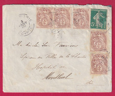 TYPE BLANC ALEXANDRIE + SEMEUSE 1920 POUR MONTLUEL AIN LETTRE COVER FRANCE - Brieven En Documenten