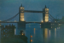 Postcard London By Night Tower Bridge Over River Thames My Ref B25486 - River Thames