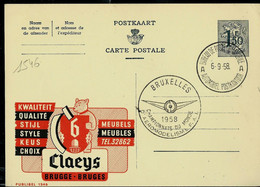 Publibel Obl. N° 1546 ( Meubles CLAEYS - Ourson - BRUGGE) Obl. BRUXELLES 1958 - Publibels