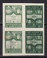 1943 - España - Barcelona - Edifil 35s - Casa Padellas - MNG - Sin Dentar - Bloque 4 - Error Impresion - Invertida - Barcelona