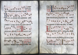 Very Rare Large Elephant Folio Vellum Sheet. Out Of An Antiphonary Manuscript From The 15th Century. / Seltene - Theater & Scripts