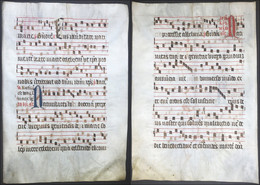 Very Rare Large Elephant Folio Vellum Sheet. Out Of An Antiphonary Manuscript From The 15th Century. / Seltene - Teatro & Sceneggiatura