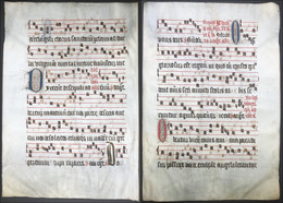 Very Rare Large Elephant Folio Vellum Sheet. Out Of An Antiphonary Manuscript From The 15th Century. / Seltene - Theater & Scripts
