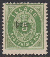 1897. Thrir-Issue. Prir (large Letters) On 5 Aur Green. Perf. 12 3/4 Scarce. Hinged. Certifi... (Michel 19BI) - JF522426 - Ongebruikt