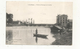 Cp , 72 , LA SUZE , Moulin Et Barrage Sur La Sarthe , Barque , Voyagée 1908 - La Suze Sur Sarthe