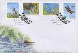 FDC Taiwan 2003 Pond Dragonflies Stamps Dragonfly Fauna Lotus Insect - FDC