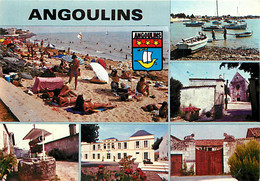 17 - Angoulins Sur Mer - Multivues - Scènes De Plage - Femme Sexy Aux Seins Nus - Blasons - CPM - Voir Scans Recto-Verso - Angoulins