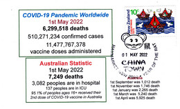 B01-399  FDC Rare Covid19 World Health Organization Soins De Santé Australie 01-05-2022 Chinatown - Japan (BCOF)