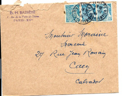 Type MERCURE - 3 Expls 50c Sur Lettre 1944 - 1938-42 Mercurio