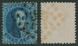 Médaillon - Guillochin (G15) 20ctm Bleu + "G" En Rouge Oblitération Pt 252 (Mons) - 1849-1865 Medallions (Other)