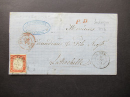 Sardinien 1861 Mi.Nr.13 Vollrandig Bis Breitrandig!! K2 San Remo Auslandsbrief PD Nach La Rochelle Rücks. 5 Stempel - Sardinia