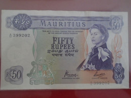 MAURITIUS  , P 33c, 50 Rupees  , ND 1967 , Almost UNC Presque Neuf - Mauritius