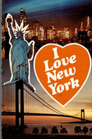 USA NEW YORK CITY STATUE OF LIBERTY BROOKLYN BRIDGE AND LOWER MANHATTAN SKYLINE - Tarjetas Panorámicas