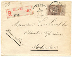 BELGIQUE - COB 61 SIMPLE CERCLE PECQ SUR LETTRE RECOMMANDEE, 1895 - 1893-1900 Barba Corta