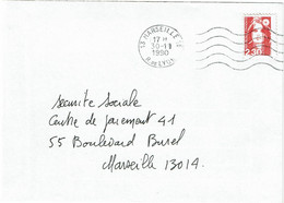 CTN80E- MARIANNE DE BRIAT 2f30 D11 FAUX DE MARSEILLE POUR TROMPER LA POSTE SUR LETTRE DU 30/11/1990 - Storia Postale