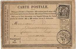CTN80E- CPO MOD. SEPTEMBRE 1876 OBL. MILLY 30/3/1877 MARQUE RURALE - Cartes Précurseurs