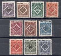 MADAGASCAR Timbres Taxe N°31** à 40** Neufs Sans Charnières  TB Cote 13€00 - Impuestos