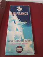 N°3 CARTE AIR FRANCE ITINERAIRE DUNLOP EUROPE AFRIQUE DU NORD - Mappe/Atlanti