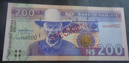 NAMIBIA, P 10as , 200 Dollars , ND 1996 , UNC Neuf , Rare Signature, The Only SPECIMEN On Delcampe - Namibia