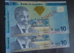 NAMIBIA, P 11as , 10 Dollars , 2012 , UNC Neuf , SPECIMEN, 2 Notes The Only Ones On Delcampe - Namibië