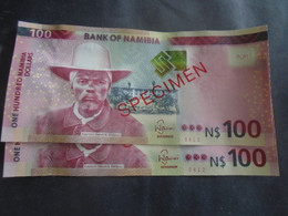 NAMIBIA, P 14s , 100 Dollars , 2012 , UNC Neuf , SPECIMEN, 2 Notes The Only Ones On Delcampe - Namibië