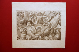 Disegno Originale Allegoria Della Guerra Armi Armature Acquerello Primo '800 - Aquarelles