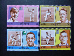 NEVIS 1984 CRICKET JUGADORES FAMOSOS ( I ) MEAD / STATHAM / LEARIE CONSTANTINE / LEONARD HUTTON YVERT 213 / 206 ** MNH - St.Kitts And Nevis ( 1983-...)