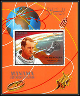 Manama - 3457b/ N° D 211 B White Overprint In Memoriam Espace (space)  Neuf ** MNH Non Dentelé Imperf Deluxe Sheet - Manama