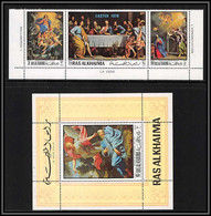 Ras Al Khaima - 515c/ N° 361/363 A Bloc 83A Tableaux Paintings Easter Paques Philippe De Champaigne La Cene Neuf ** MNH - Ra's Al-Chaima