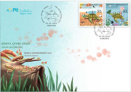 TURKEY 2022 Fauna. Animals. Turtles. World Environment Day - Fine Set FDC - Unused Stamps