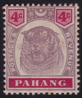 PAHANG 1899 4c Wmk.Crown CA Sc#14A MH-HR @T216 - Pahang