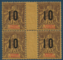 France Colonies Type Groupe St Pierre & Miquelon Bloc 4 Interpanneau N°103Aa** Variété 1 & 0 Espacés 2 Mm Signé Calves - Ungebraucht