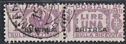 ERITREA 1927 PACCHI POSTALI 1 LIRA USATO PERFETTO - Erythrée