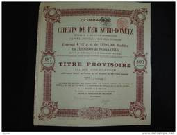 Titre Provisoire D'une Obligation " Cie Du Chemin De Fer Nord Donetz " St Petersbourg .1914 (Railway) Bon état. - Russie